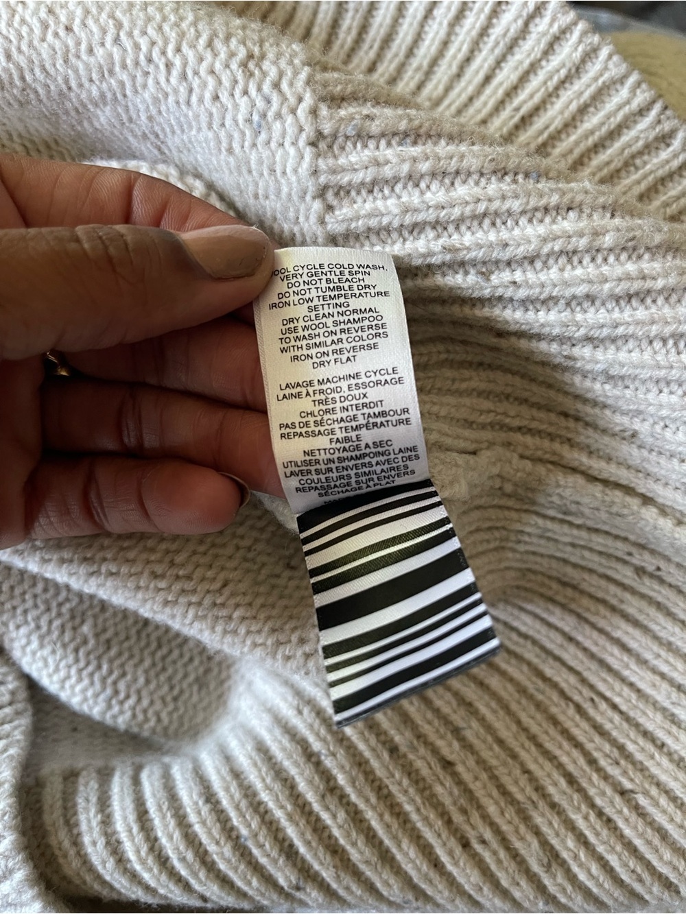 JOSEPH Cream 100% Merino Wool Tweed Knit Balloon Sleeve Crewneck Sweater Size M - Picture 8 of 10